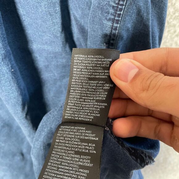 H&M Dress Women's 2 Blue Denim Chambray Tunic Stretch V-Neck Lyocell - Picture 8 of 10